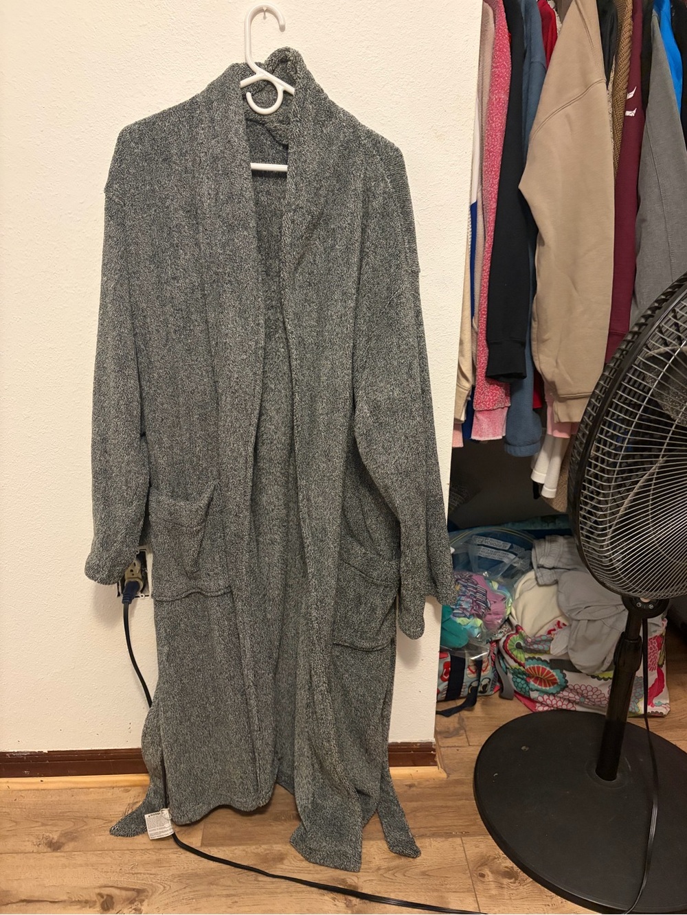 Stafford Gray Open-Front Long Knit Cardigan